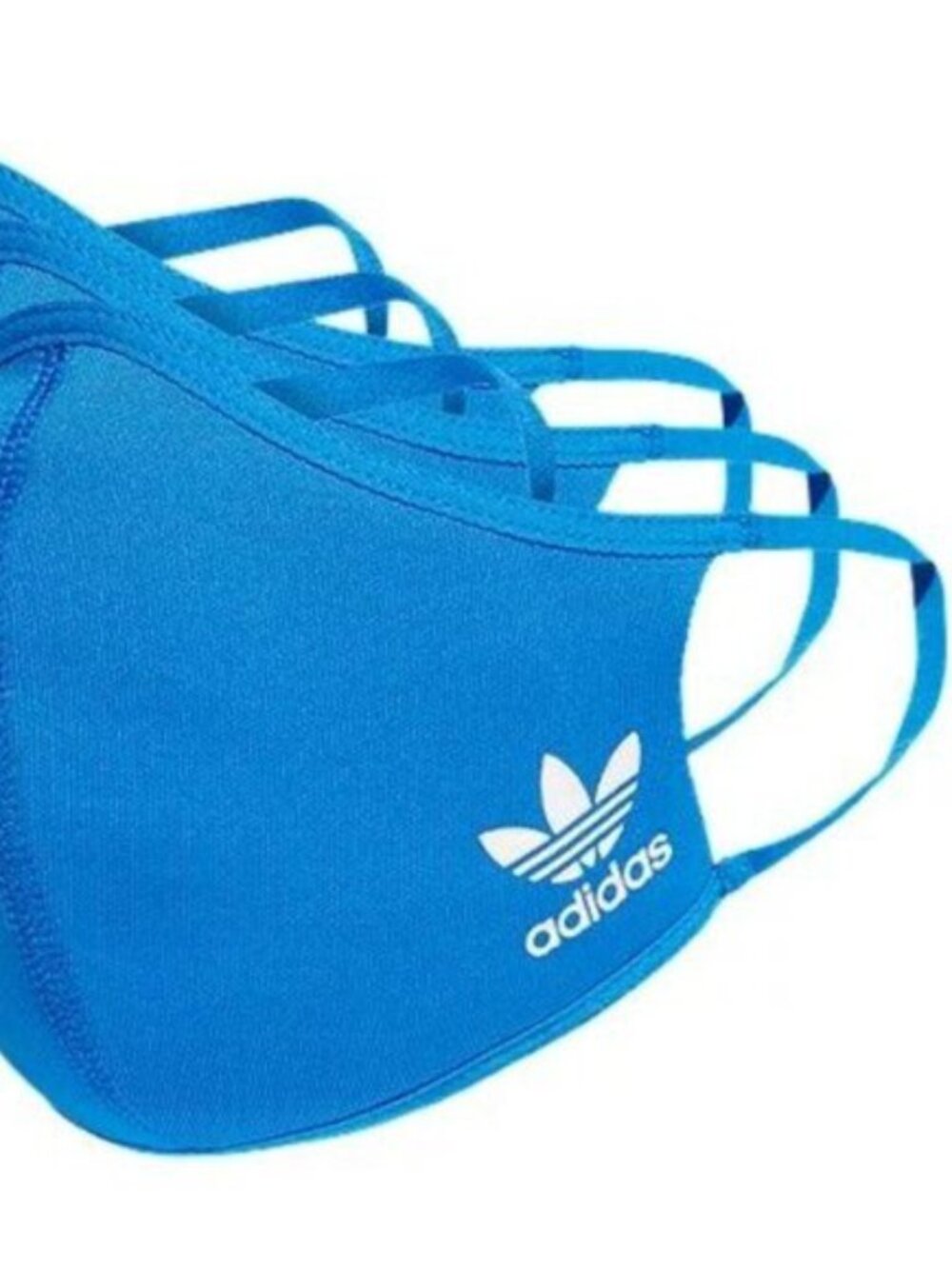 Adidas 3-Piece Unisex Non-Medical Face Masks Blue with White Logo – Small – New